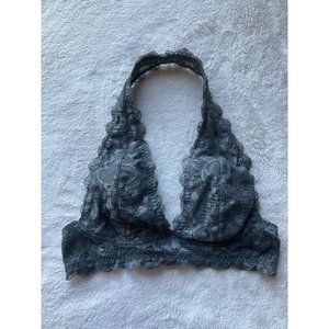 Intimately Free People Gallon lace gray halter V neck bralette size XS (see flaw